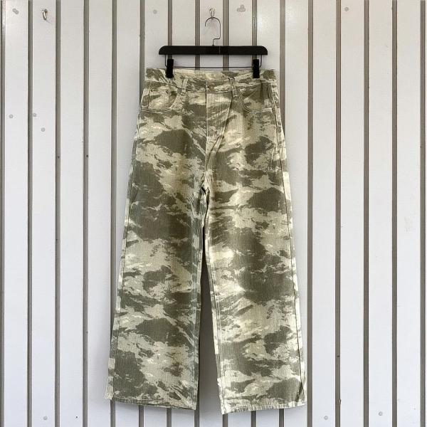 Camo Wide-Leg Denim Pants