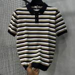 Striped Knit Polo Shirt