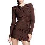 Zara Brown Ruched Cutout Dress