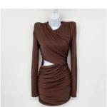 Zara Brown Ruched Cutout Dress