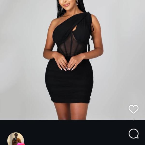 Black Asymmetric Mesh Dress