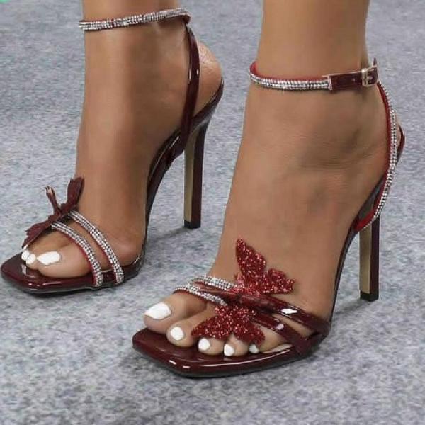 Burgundy stiletto sandals
