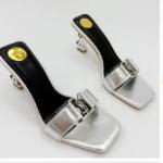 Silver Luxe Square-Toe Heels